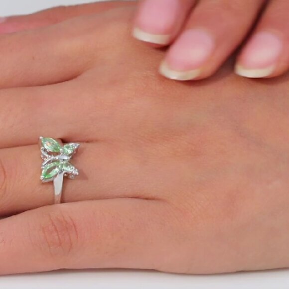 Brazilian Mint Garnet and White Zircon Butterfly Ring - Picture 4 of 5